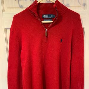 Men’s Red Polo Quarter-zip Sweater